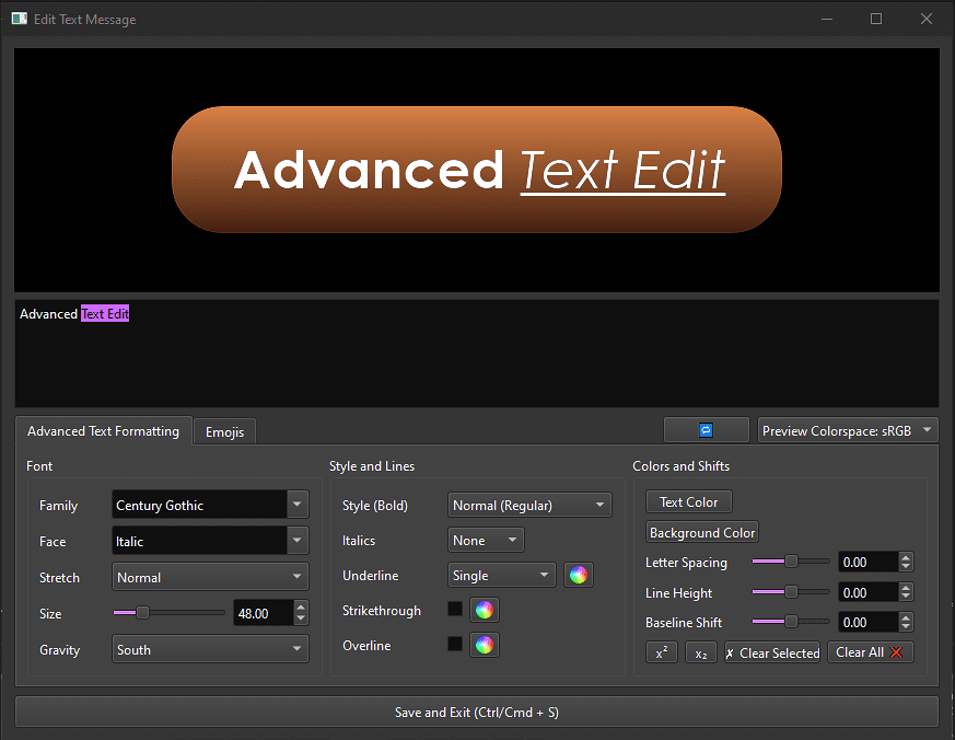 A screenshot of the Textuler plugin's interface, showing some of the possible the text effects.